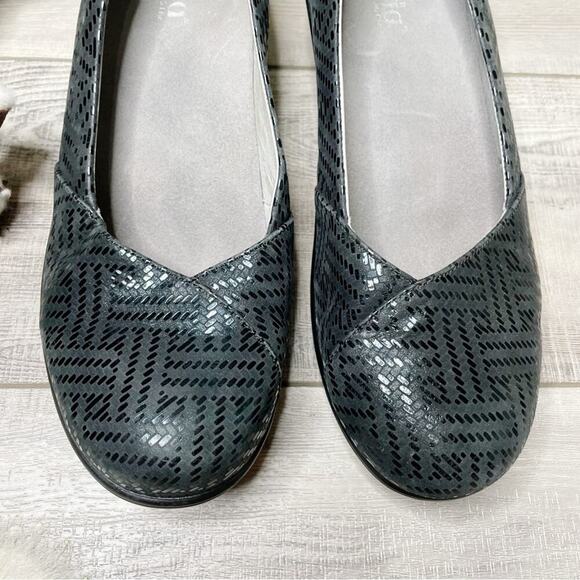 Alegria Flirt Slip On Leather Career Fashion Wedge Pumps Black Dazzler Size 12 - Picture 3 of 8